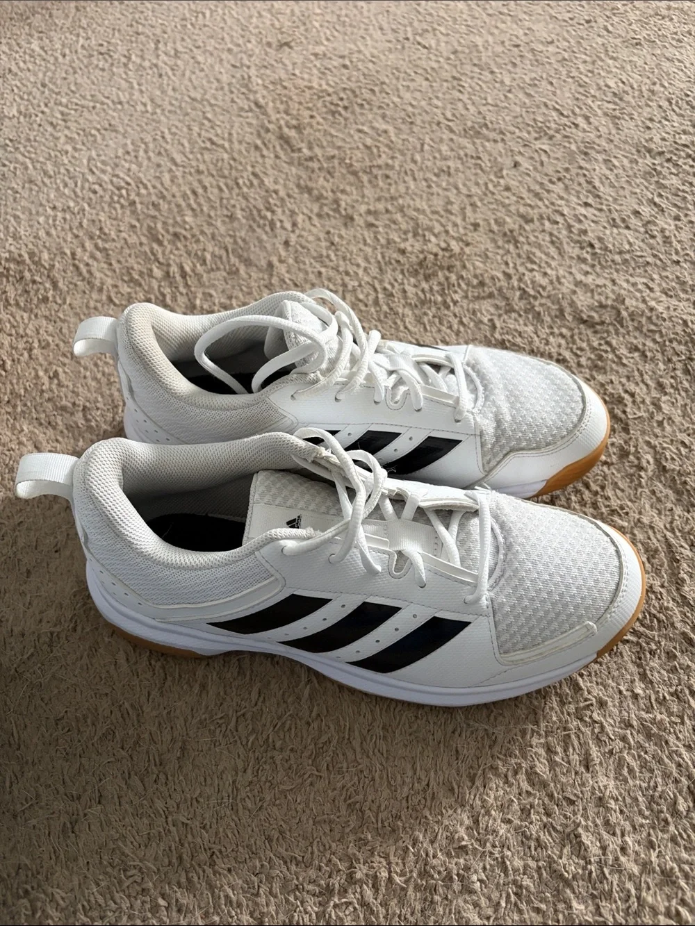 adidas White Sneakers with Black Three-Stripes and Gum Outsole
